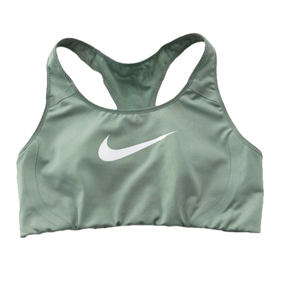 Nike Sports Bra Medium Sage Green Racerback White Swoosh - Picture 4 of 6